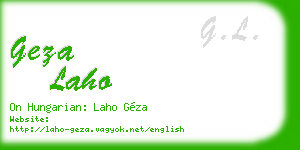 geza laho business card
